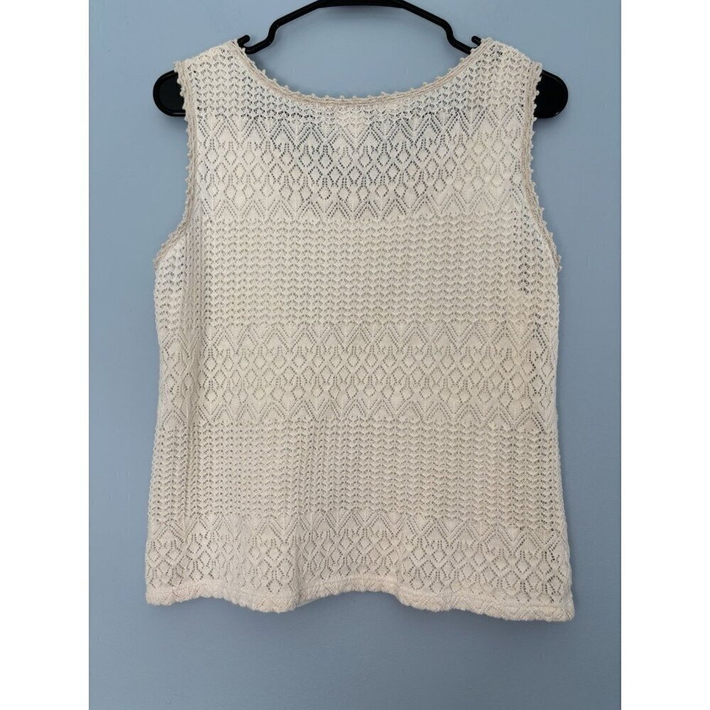 Vintage Nancy Bolen City Girls Tank Top Lace Ivory Lined Size Medium Cottagecore - Picture 2 of 5